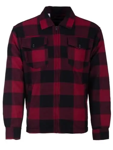 Produktbild: Henry Terre Holzfällerjacke Herren Hemdjacke Arbeitsjacke Hemd Flanell Jacke Thermojacke Kariert Gefüttert, Farbe:rot, Größe:M