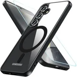 Produktbild: Hensinple für Samsung Galaxy S24 Hülle für Magsafe mit Panzer Schutz Glas,Magnetisch Handyhülle Samsung S24 Stoßfest Schutz Dünn Transparent Outdoor Schutzhülle Case für S24,Schwarz