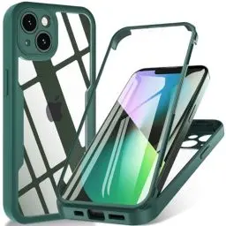 Produktbild: Hensinple für iPhone 13 Hülle 6,1 Zoll, Handyhülle iPhone 13 Mit Eingebautem Displayschutz, 360 Rundumschutz Stoßfest Kratzfeste Bumper Case Outdoor Cover Schutzhülle für iPhone 13 - Grün