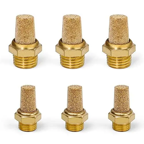 Produktbild: Her Kindness 3 Stück Pneumatik Schalldämpfer 1/8 PT und 3 Stück Schalldämpfer Pneumatik 1/4 PT, Außengewinde Druckluft Schalldämpfer für den Industriellen und Häuslichen Gebrauch