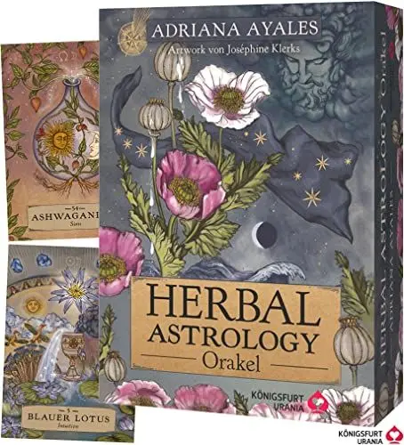 Produktbild: Herbal Astrology Orakel: 55 Karten mit Botschaften und Anleitungen (Stülpdeckelschachtel mit Goldprägung, Astrologie Orakelkarten, für moderne Grüne Hexen/Green Witches, Deutsch)