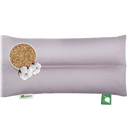 Produktbild: HERBALIND Körnerkissen Mikrowelle Wärmekissen XL 40x20 cm - HYGGE Style Made in Germany - BIO Roggen Weizen Getreidekissen aus Canvas Stoff 100% Baumwolle OEKO TEX (Taubengrau)