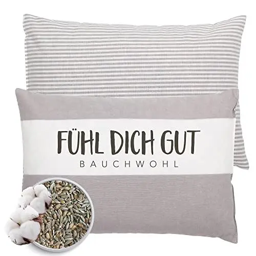 Produktbild: Herbalind Fühl Dich Gut Kräuterkissen Körnerkissen Wärmekissen mit Aroma Wärmeflasche - Bauchwohl Kissen mit Schafgarbe, Frauenmantel, Anis, Fenchel und Kamille, 100% Baumwolle, 20x30 cm