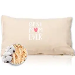 Produktbild: Herbalind Zirbenkissen Geschenk für Mama zum Muttertag Muttertagsgeschenk - Best Mom Ever (groß) Duft Kissen Zirbe Geburtstagsgeschenk Weihnachten Geschenk-Idee von Tochter Sohn - 30x20 cm in Beige