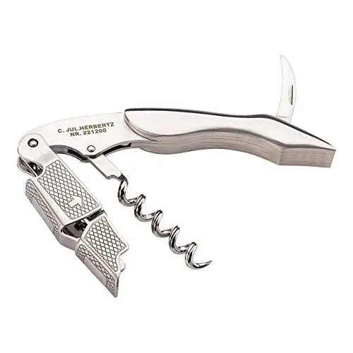 Produktbild: Herbertz, Sommelier-Messer, Kellnermesser, Länge Folienschneider: 3.8 cm, 221200, Korkenzieher, Kapselschneider, Kronkorkenöffner, 2-stufiger Push-Hebel, Edelstahlschalen