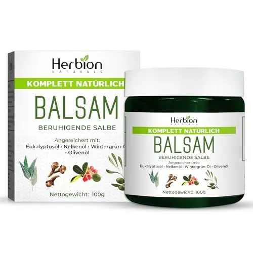 Produktbild: Herbion Naturals Balsam, 100 g - Natürliche Beruhigungssalbe mit beruhigenden Dämpfen für Erwachsene & Kinder ab 2 Jahren - Lindert Husten, Erkältung, Nasen- & Brustverstopfung