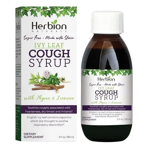 Produktbild: Herbion Naturals Efeublatt Hustensirup mit Thymian, beruhigt die Kehle, Zucker frei mit Stevia, 5 FL Oz