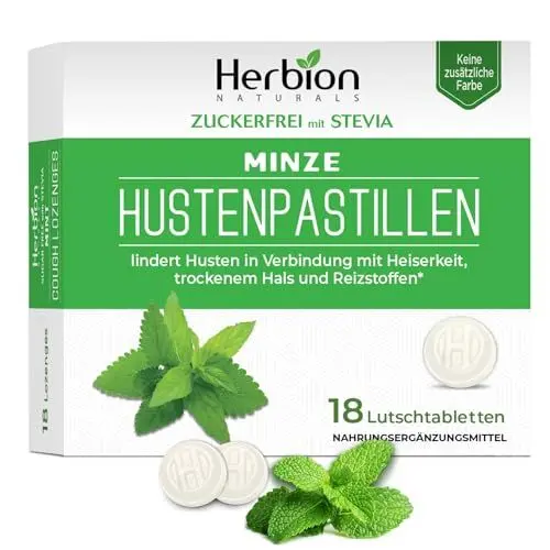 Produktbild: Herbion Naturals Hustentropfen mit natürlichem Minzgeschmack, zuckerfrei mit Stevia, Nahrungsergänzungsmittel, beruhigt Husten, für Erwachsene und Kinder ab 6 Jahren, 18 Tropfen