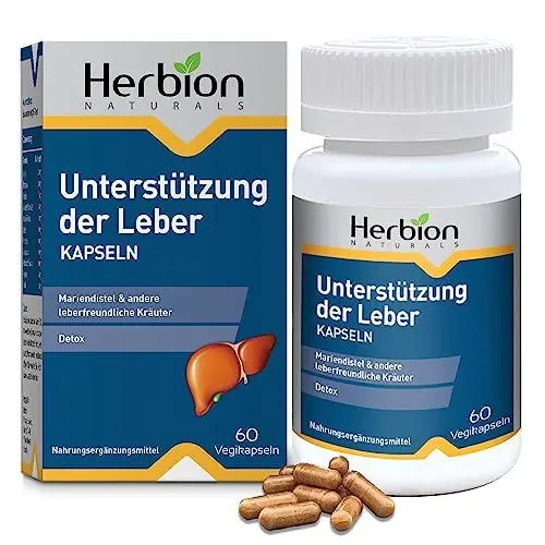 Produktbild: Herbion Naturals Liver Support mit Mariendistel, unterstützt die gesunde Funktion der Leber, fördert die Entgiftung, unterstützt den Appetit, 60 Vegicaps