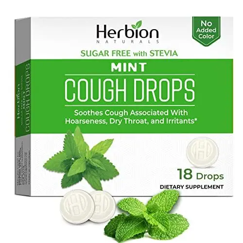 Produktbild: Herbion Naturals zuckerfreie Hustentropfen mit natürlichem Minzgeschmack - 18 Lutschtabletten - für Erwachsene, Kinder ab 6 Jahren Lutschtabletten
