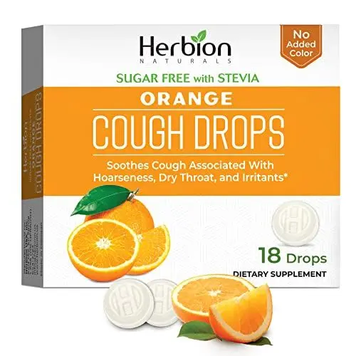 Produktbild: Herbion Naturals Pastillas para la Tos sin Azúcar con Sabor Natural a Naranja, 18 Pastillas - 18 Recuentos (Pack de 1)