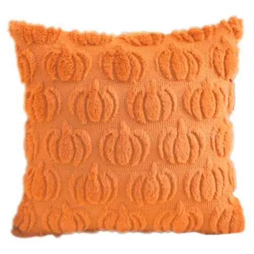 Produktbild: Herbst Kürbis 45x45 Plüsch Kissenbezug, Halloween Plüsch Kissen, Herbstlich Deko Kissen, Herbst Geist Kissenbezug, Halloween Dekokissen Pumpkin Bezug, Herbst Kürbis Aesthetic Kissen(1 Orange)