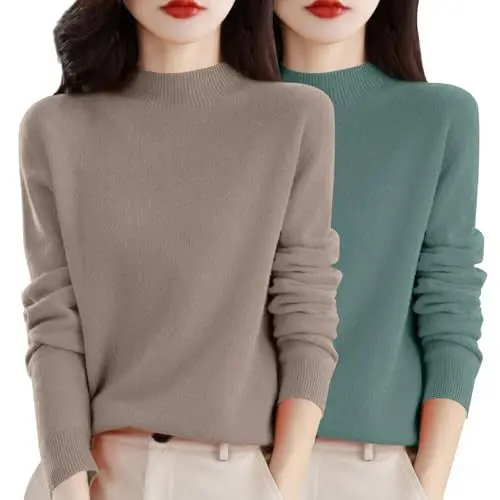 Produktbild: Herbst Pullover Damen Sweatshirts für Damen Einfarbiger, Weicher und Bequemer Rundhalspullover Pullover Baumwolle Rotes Sweatshirt Kaffee XL