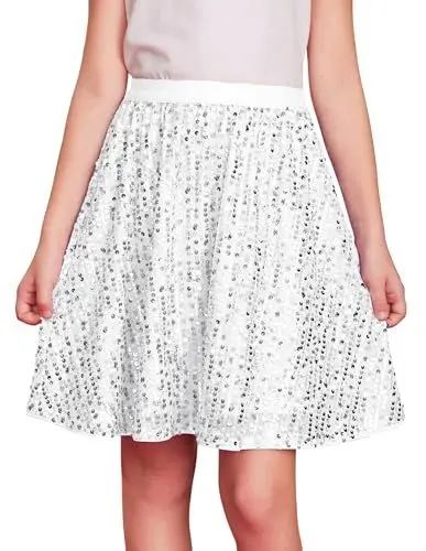 Produktbild: Herbst Winter Edel Prinzessin Kleider Festzug Party Hochzeit A-Linie Rock mit Elastischen Taille Silber 8-10 Jahre