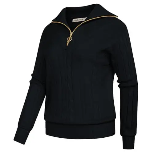 Produktbild: Herbst Winter Langarm Pullover Pullover Damen Loose Twist Flower Strickwaren Schwarz L