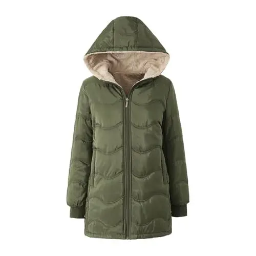 Produktbild: Herbstjacke Damen, Winterjacke mädchen, Longjacke Damen übergang, Fleecemantel, Winterjacke Jugendliche mädchen, übergangsjacke, Puffer Jacke, Women Winter Jacket, Schwarze Jacke für den übergang