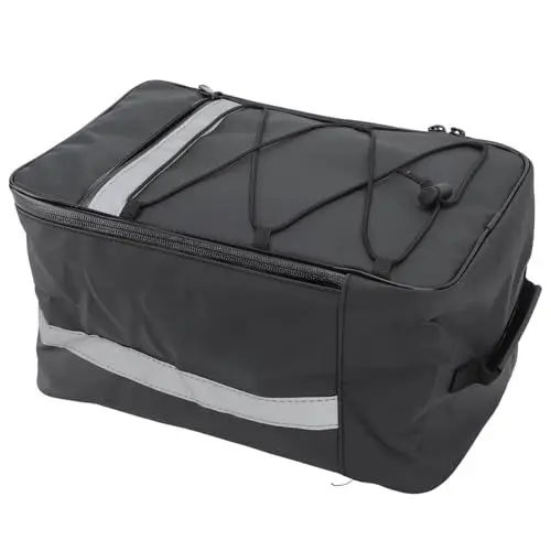 Produktbild: Fahrradträger Tasche, 15L 33x22x18cm Großes Fassungsvermögen Hintere Fahrradtasche Wasserdichte Reflexstreifen Elektro Fahrrad Satteltasche Fahrrad Kofferraum Rücksitztasche Für MTB Radfahren Freien