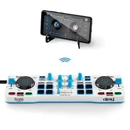 Produktbild: HERCULES DJControl Mix Blue Edition - Kabelloser DJ-Controller mit Bluetooth für Smartphones - Exklusiv bei Amazon
