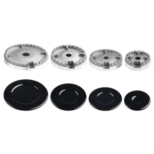 Produktbild: Herd Ofen Gasherd Brenner Flamme Krone für Ringoberteile, Ofen Gas Range Brennerkappe Set für die meisten Gasbrenner Köpfe (konkav) (klein, 2 mittel und groß, 55 mm – 100 mm)