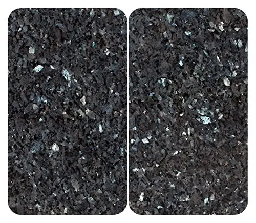 Produktbild: WENKO Herdabdeckplatte Universal Blauer Marmor, 2er Set Herdabdeckung für alle Herdarten, Gehärtetes Glas, 30 x 52 cm, mehrfarbig