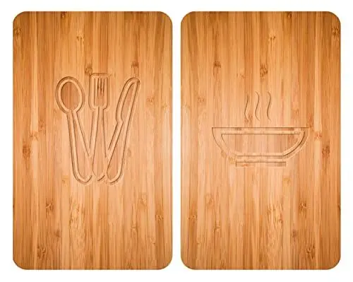Produktbild: Herdabdeckplatte Universal Lunch, 2er Set Herdabdeckung für alle Herdarten, Gehärtetes Glas, 30 x 52 cm, Mehrfarbig