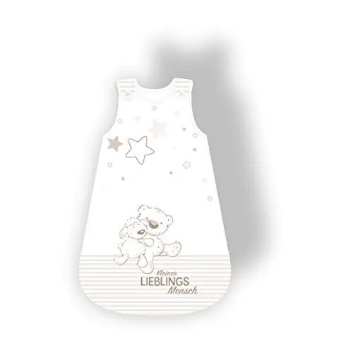 Produktbild: Herding Baby Best Baby-Schlafsack, Kleiner Lieblingsmensch Motiv, 110 cm, Seitlich umlaufender Reißverschluss und Druckknöpfe, Weiß