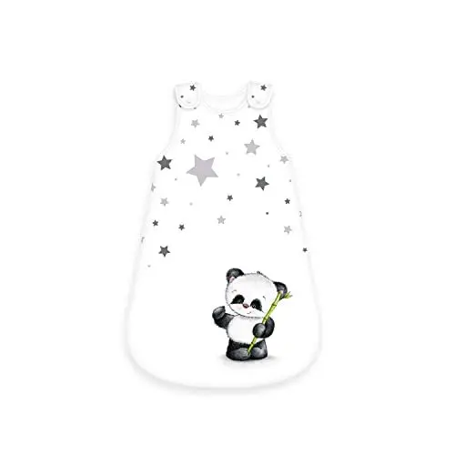 Produktbild: Herding Baby Best Baby-Schlafsack, Panda Motiv, 90 cm, Seitlich umlaufender Reißverschluss und Druckknöpfe, Weiß