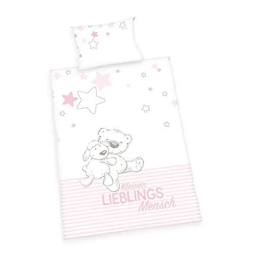 Produktbild: Herding Baby Best Bio-Bettwäsche-Set, GOTS-zertifiziert, Wendemotiv, Kopfkissenbezug 40 x 60 cm mit Hoteleinschlag, Bettbezug 100 x 135 cm mit Reißverschluss, Baumwolle/Renforcé, Rosa