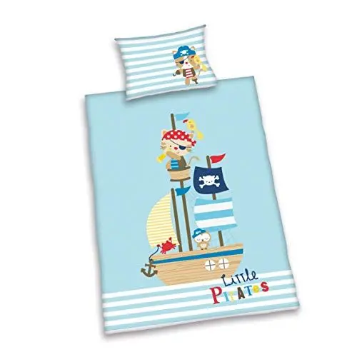 Produktbild: Herding Baby Best Kleinkinder-Bettwäsche-Set, Lara Little Pirates Wendemotiv, Bettbezug 100 x 135 cm, Kopfkissenbezug 40 x 60 cm, Baumwolle/Renforcé