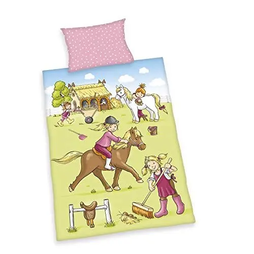 Produktbild: Herding Baby Best Ponyhof Bio-Bettwäsche-Set, GOTS-zertifiziert, Wendemotiv, Kopfkissenbezug 40 x 60 cm mit Hoteleinschlag, Bettbezug 100 x 135 cm mit Knopfleiste, Baumwolle/Flanell