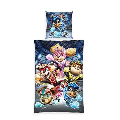 Produktbild: Herding Bettwäsche Paw Patrol-Der Mighty Kinofilm, Kopfkissenbezug 80 x 80 cm mit Reißverschluss und Wende-Motiv, Bettbezug 135 x 200 cm, Mit Reißverschluss, 100% Baumwolle/Renforcé