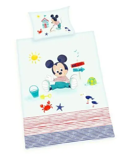 Produktbild: Herding Disney's Mickey Mouse Bettwäsche-Set, Flanell Baumwolle, Mehrfarbig, 40 x 60 cm, 100 x 135 cm