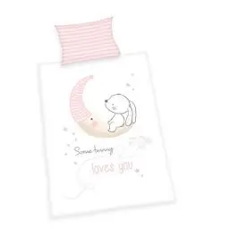 Produktbild: Herding Kleinkinder-Bettwäsche-Set, Little Bunny Wendemotiv, Bettbezug 100x135cm, Kopfkissenbezug 40x60cm, Baumwolle/Renforcé