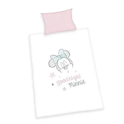 Produktbild: Herding Minnie Mouse Bio-Bettwäsche-Set, GOTS-zertifiziert, Wendemotiv, Kopfkissenbezug 40 x 60 cm mit Hoteleinschlag, Bettbezug 100 x 135 cm mit Reißverschluss, Baumwolle/Flanell