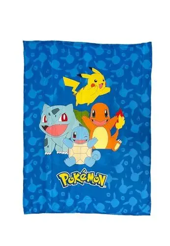 Produktbild: Herding Pokemon Decke für Jungen Fleecedecke Bisasam Glumanda Schiggy Kinder 130 x 170 cm