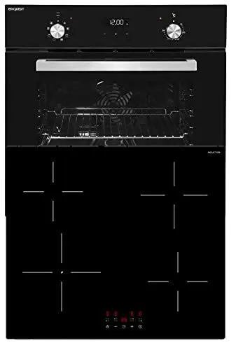 Produktbild: Herdset Induktion Autark | Rahmenloses Induktionskochfeld | Touch Control, Timer, Topferkennung | Backofen Schwarz mit Heißluft & Grill