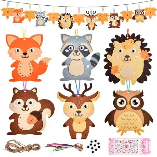 Produktbild: Herefun 13 Herbst Tier Bastelsets für Kinder, Herbst Kreativset Herbst Bastelset, DIY Herbst Geschenk Herbstblatt mit Lgel Eule Fuchs Eichhörnchen, Herbstdeko Bastelhandwerk Jungen Mädchen Herbstszeit