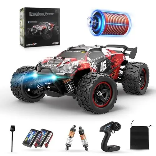 Produktbild: Herenear Ferngesteuertes Auto, 1:18, 60+ km/h Bürstenloser Motor RC Auto, 4WD Offroad RC Car, 2.4 GHz Fernsteuerung Rennenauto, 50+ Minute Spielzeit für Erwachsene und Kinder(RED)