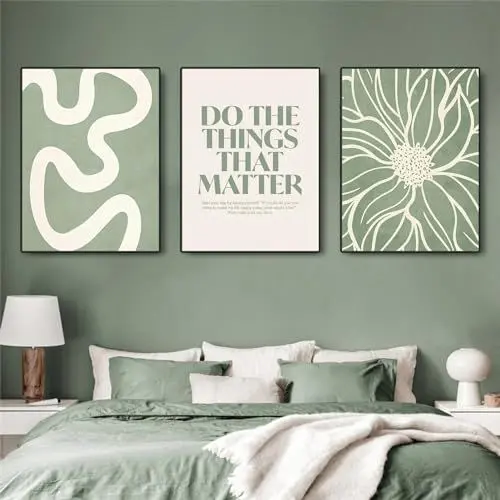 Produktbild: Herfair 3er Premium Abstrakt Grüne Geometrie Poster Set, Grüne Wandbilde Bilder Leinwandbilder, Modern Bilder Set Kunstdrucke Wandposter für Wohnzimmer Schlafzimmer, Ohne Rahmen (B,50x70cm)