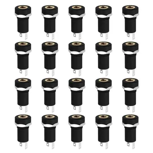 Produktbild: HERKINDNESS 3,5 mm Mono Einbaubuchse, 20 Satz Vergoldete Mono Buchsen, Einbau Lötanschlüsse, 3,5 mm Buchse mit Muttern, Zubehör für Austausch von Audioschnittstellen mit 3,5 mm Stecker