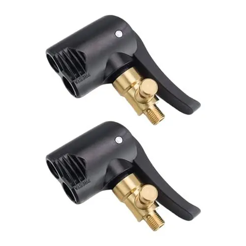 Produktbild: HERKINDNESS Autoventil Hebelstecker Adapter, 2 Stück Fahrradpumpe Adaptern, 2 in 1 Auto Reifen Air Chuck, mit Entlüftungsventil, Luftpumpen Clip, Gewindedüsen Ventil Anschluss Adapter