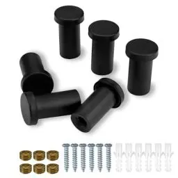 Produktbild: HERKINDNESS Handtuchhaken zum Bohren, 6 Stück Handtuchhaken Schwarz 36mm, Garderobenhaken Schwarz Matt mit Befestigungsschrauben für Küche und Schlafzimmer