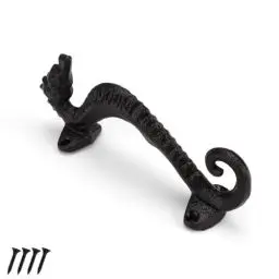 Produktbild: HERKINDNESS Möbelgriff Schwarz, 170 mm Vintage Gusseisen Schiebetürgriff mit Schrauben, Schranktürgriffe für Möbeltüren, Fenster, Schränke, Gartentüren