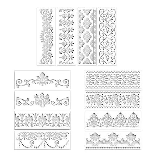 Produktbild: HERKINDNESS Schablonen Wandgestaltung, 12 Stück Schablonen Textilgestaltung, Klar Muster Schablonen, Stencil Schablonen, Vielfältige Muster, für Bemalen Diy Dekoration