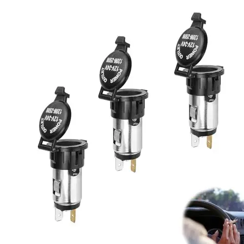 Produktbild: HERKINDNESS Zigarettenanzünder Stecker, 3 Stück 12V/24V Zigarettenanzünder Buchse, Zigarettenanzünder Steckdose, Zigarettenanzünder Dose Geeignet Für Autos, Motorräder, Boote