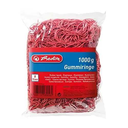 Produktbild: Herlitz 10105344 rote Gummiringe (Büro) 70mm, 1kg in Schachtel