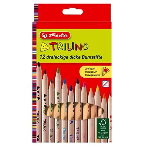 Produktbild: Herlitz Trilino 12 Buntstifte, 3-kant, aus FSC Holz