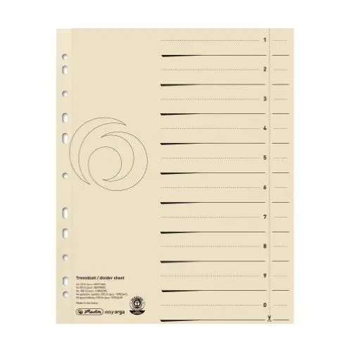 Produktbild: Herlitz 10840205 Trennblatt A4, chamois, Kraftkarton, 100 Stück in Folie eingeschweißt, 1 Packung
