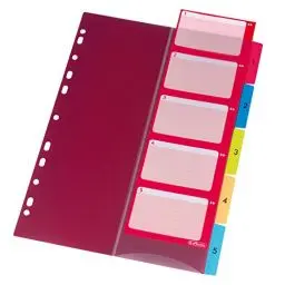 Produktbild: Herlitz 10913689 Register 1-5, 21 x 29,7 cm, PP, farbig mit IndexBlatt und Eurolochung