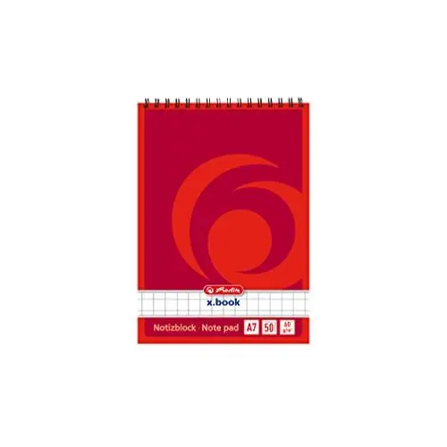 Produktbild: Herlitz Spiral-Notizblock x.book A7, kariert, 50 Blatt, ohne Rand, 10 Stück